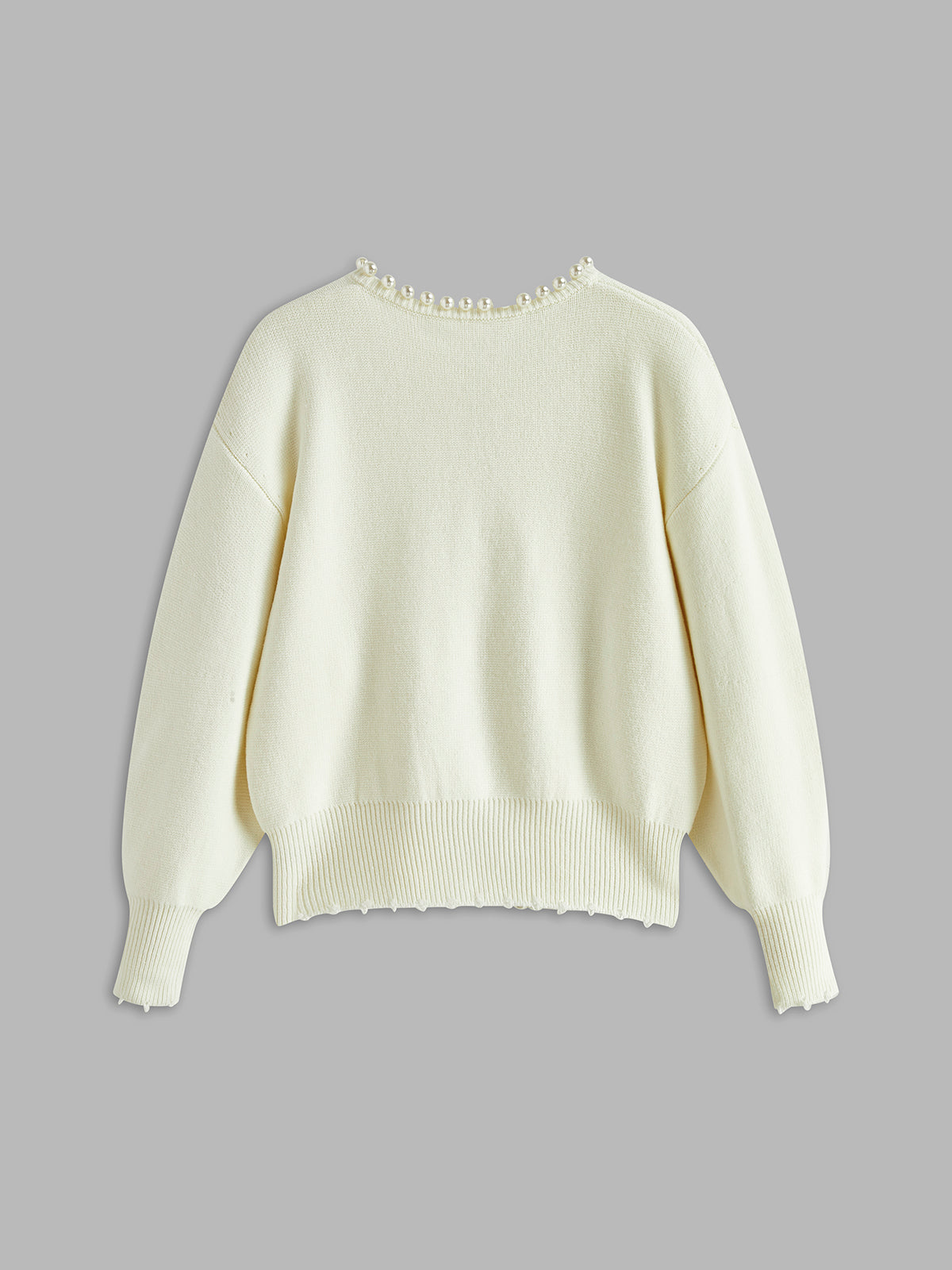 Clara | Pearl-Trimmed Elegance Cardigan