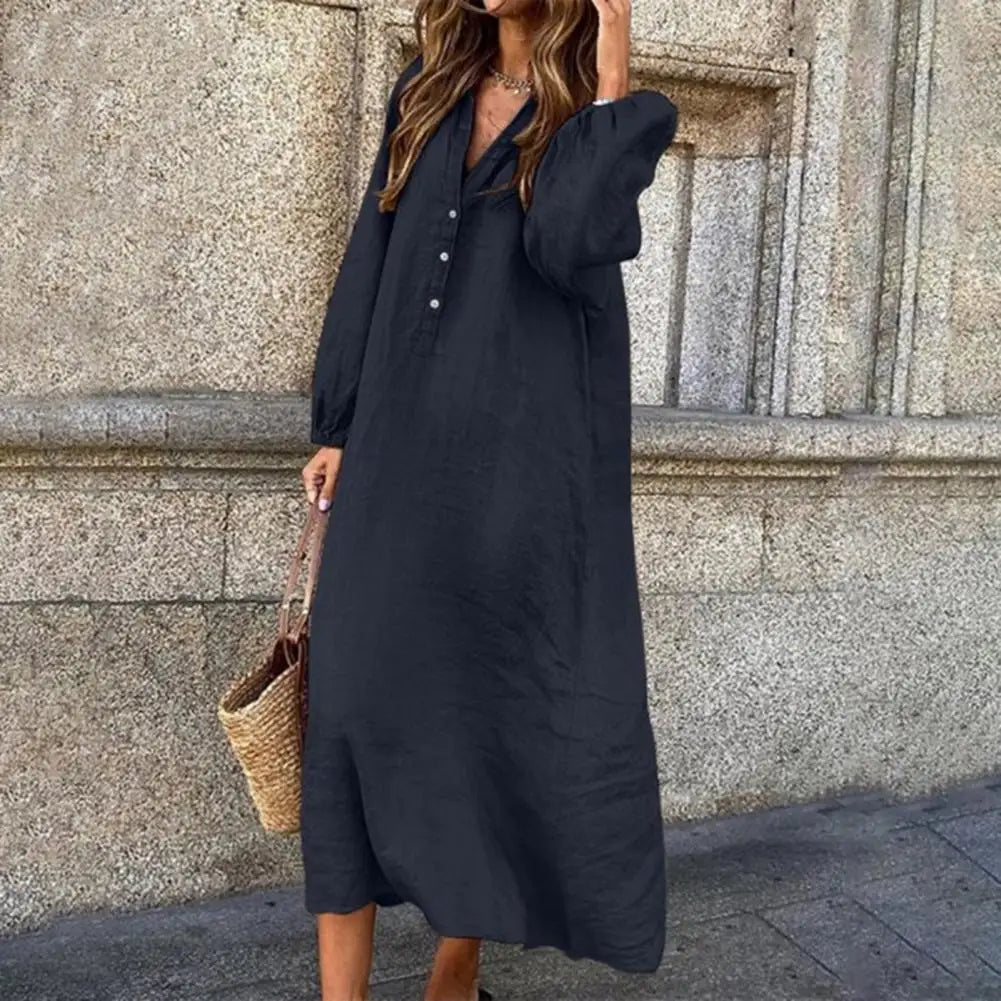 Maureen | Elegant Buttoned V-Neck Dress